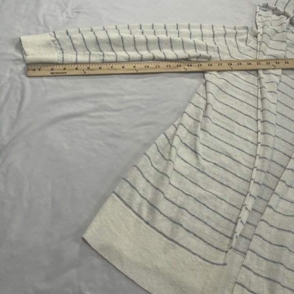 Cynthia Rowley Striped Hooded Cardigan Sweater Nautical Medium 100% Linen M - Picture 8 of 8